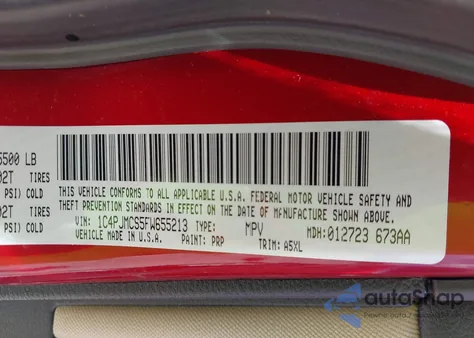 2015 Jeep Cherokee Latitude из США, поврежденный, VIN 1C4PJMCS5FW655213